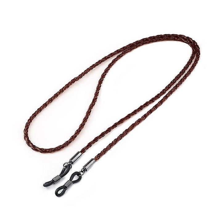 Snur pentru ochelari din PU impletit, anti-alunecare, retro, Maro, 70 cm