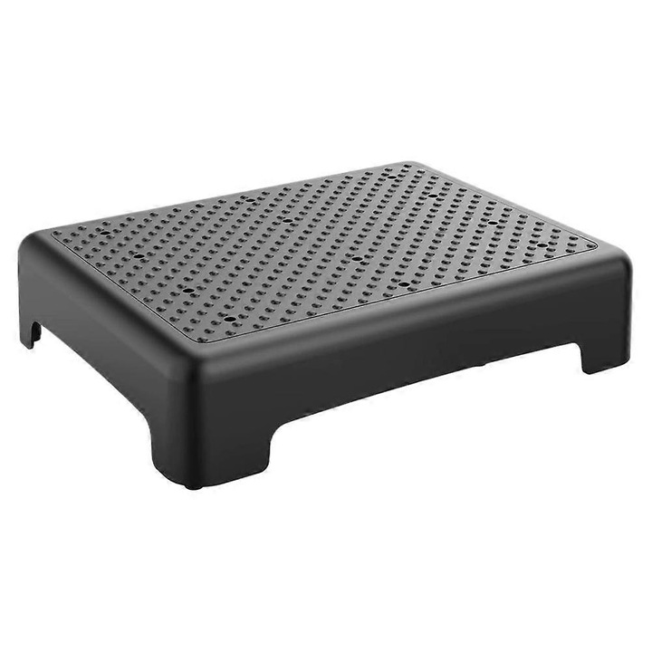 Treapta pentru seniori, plastic rezistent cu elemente metalice, portabila si usor de instalat, cu maner de sustinere, negru
