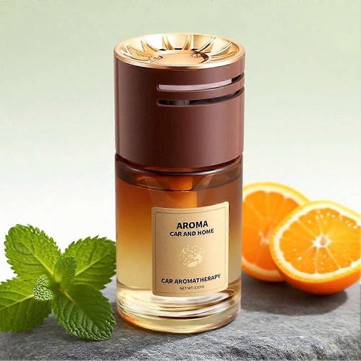 Reumplere lichida odorizant auto, parfum pentru difuzor, cu uleiuri esentiale naturale, eliberare lenta aproximativ 30 zile, portocaliu, 120ml