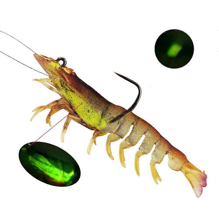 Mesterséges garnéla csalik, 8cm, 8g, szilikon, foszforeszkáló