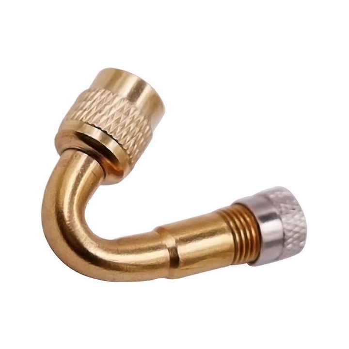 Gumiabroncs szelep hosszabbító adapter 39 mm, sárgaréz bevonatú, szabványos menettel és szivárgásgátlóval, arany, 1 db