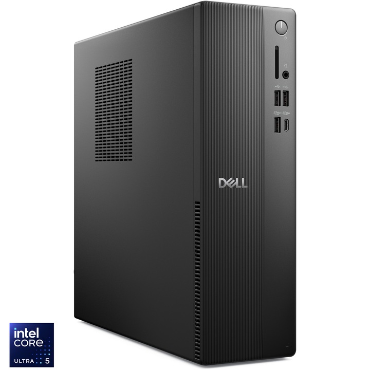 Dell PRO Slim Essential QVS1260 asztali számítógép, Intel® Core™ Ultra 5 225, 8GB DDR5 RAM, 512GB SSD, Intel® UHD Graphics, Ubuntu, Nemzetközi angol billentyűzet, Fekete, 3Y ProSupport and Next Business Day Onsite Service