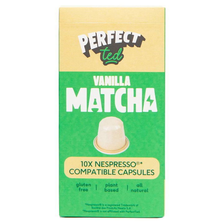 Ceremoniális Matcha tea vanília ízzel, Nespresso kompatibilis kapszulák, Perfect Ted, 10 kapszula