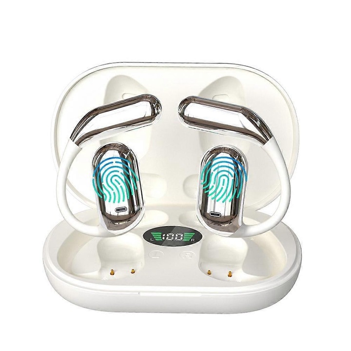 Vezeték nélküli nyitott fülhallgató, 60 óra üzemidő, Bluetooth 5.3, fekete-fehér-bézs, 15x10.3x3cm