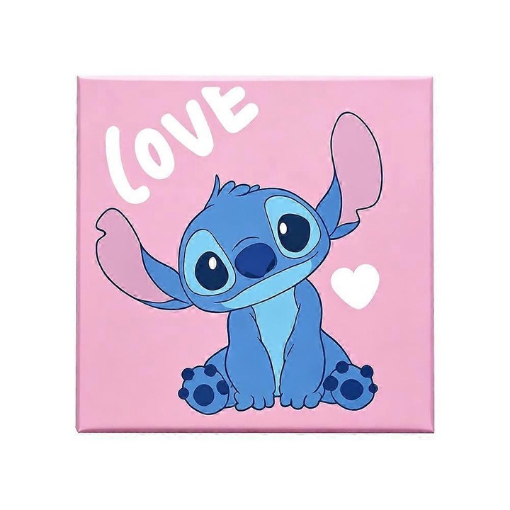 Комплект за рисуване с диаманти 5D Stitch 'love', с акрилни камъчета, платно 17x17 см, синьо/розово, 1 бр