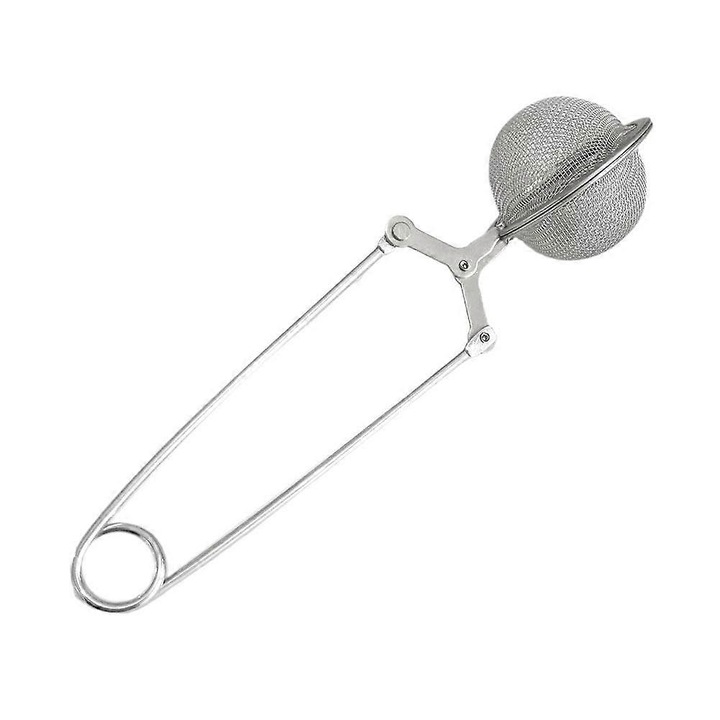 Sita pentru ceai din otel inoxidabil, cu plasa ultra-fina, maner anti-alunecare si anti-scald, compatibila cu ceainice si cesti, argintiu, 17.5x5 cm, 1 buc