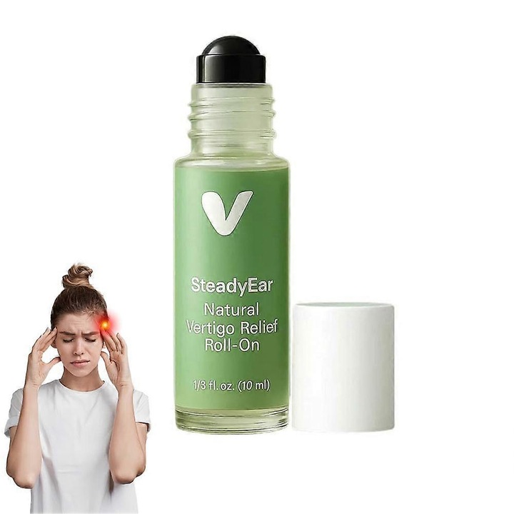 Roll-on pentru vertij si greata, remediu anti-greata SteadyEar, cu uleiuri esentiale naturale, efect rapid pentru rau de miscare, Verde, 10ml