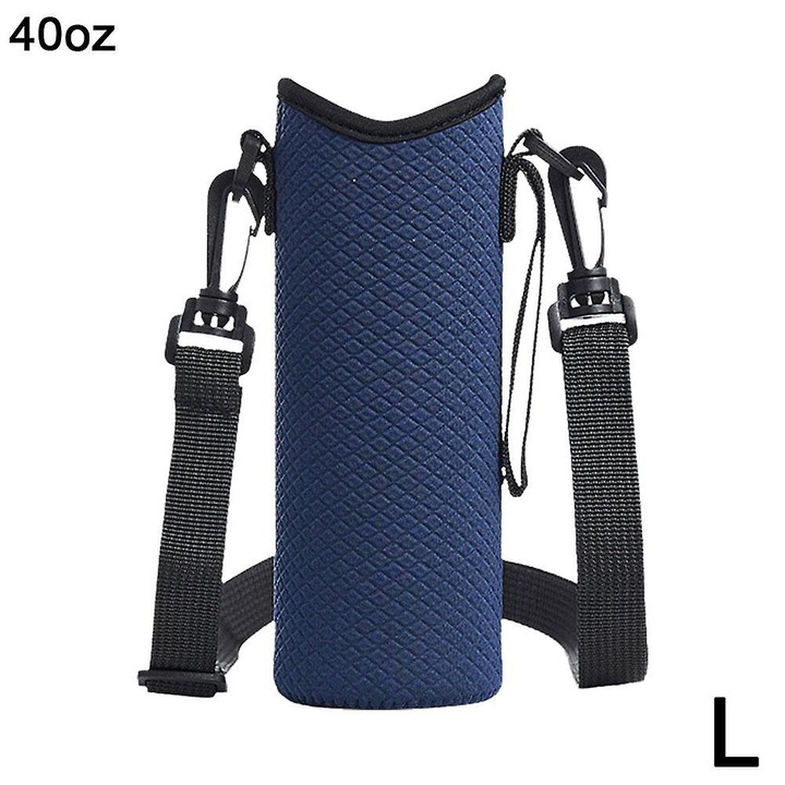 Neoprén kulacstartó/palacktartó tok, állítható pánttal és védő béléssel, vízálló, 18-40oz kompatibilis, sötétkék, L