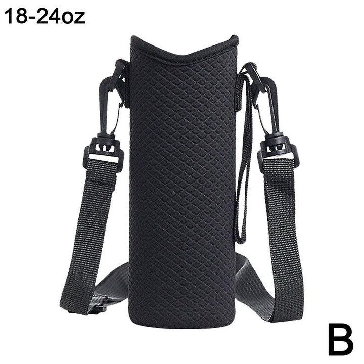 Neoprén tok vizespalackhoz, fekete, 18x6.7cm-24x8.5cm