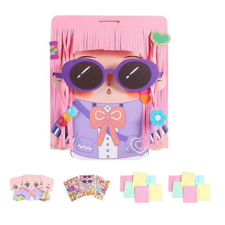 Set papusi 2D, 3 buc, accesorii, multicolor, 21.5x17cm