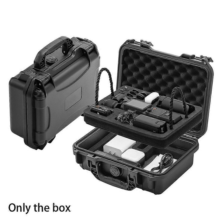 Твърд калъф / защитен куфар за DJI Pocket 4, двуслоен с персонализирана EVA пяна, водоустойчив и удароустойчив, черен, 1 бр.