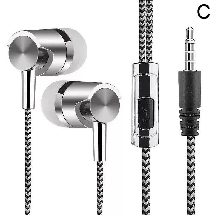 Casti in-ear cu fir, mov-albastre-argintii, 3.5mm, confortabile, 15g