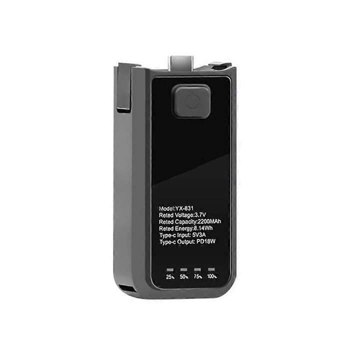 Baterie externa maner pentru Pocket3, 2200mAh, negru, 7.2x3.3x2.8cm