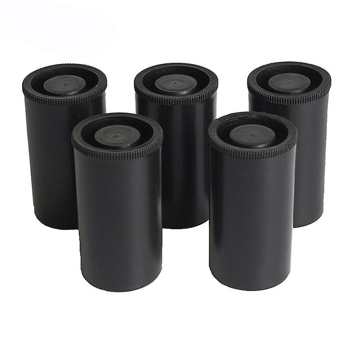 Recipient plastic pentru film 35mm, tub cutie pentru depozitare, din plastic, pentru obiecte mici, negru, 10 bucati, 54x32 mm
