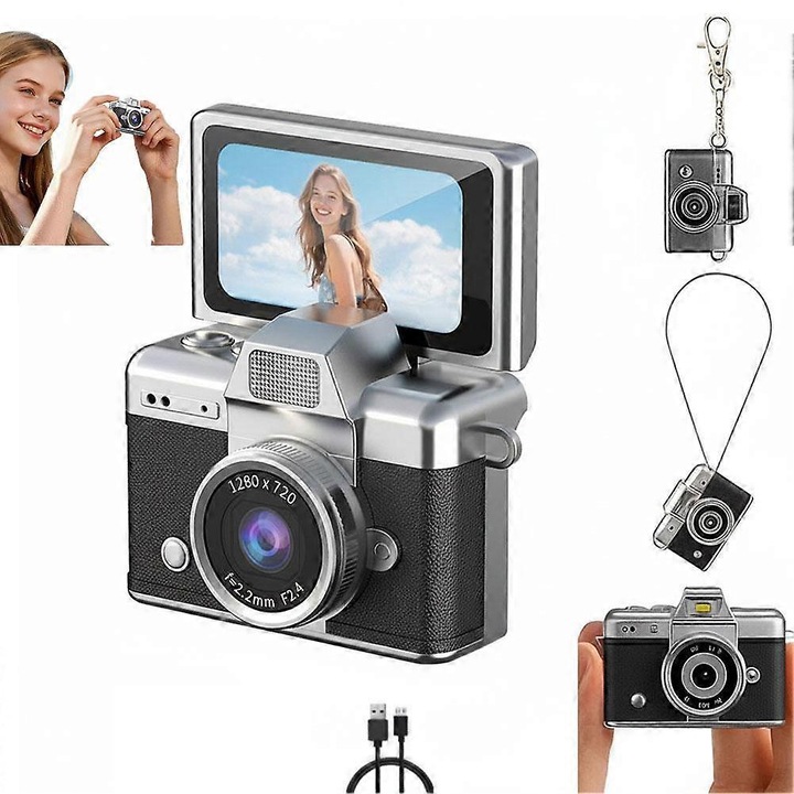 Camera mini 720P HD flip ecran negru 1.47inch 64GB