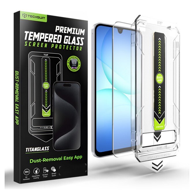 Folie Sticla Upzz® Titan Pentru Samsung Galaxy A17 5G, Aplicator Inclus, Montaj Rapid, Transparenta Cu Rama Neagra