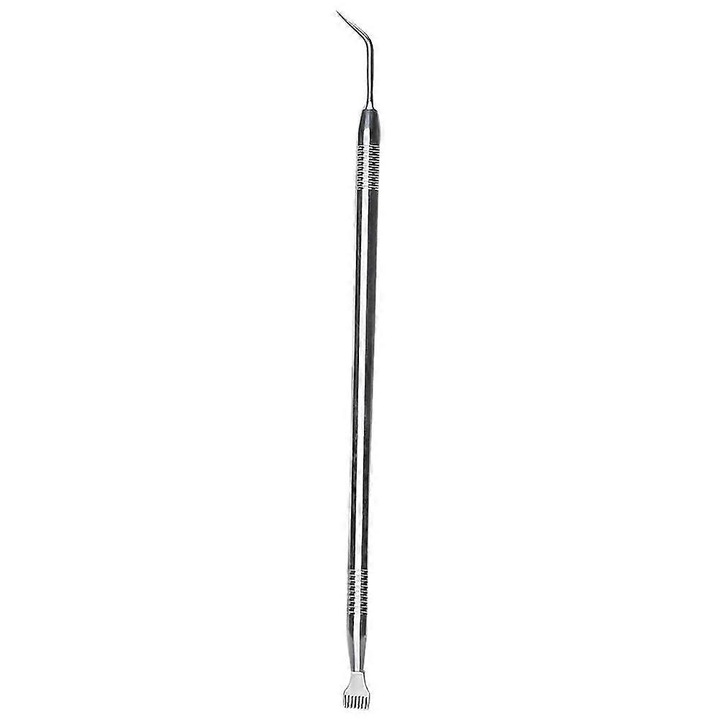 2 az 1-ben szempillaemelő eszköz 410-es rozsdamentes acélból, ultrafinom heggyel és multifunkcionális fésűvel, 15 cm, ezüst, 1 db