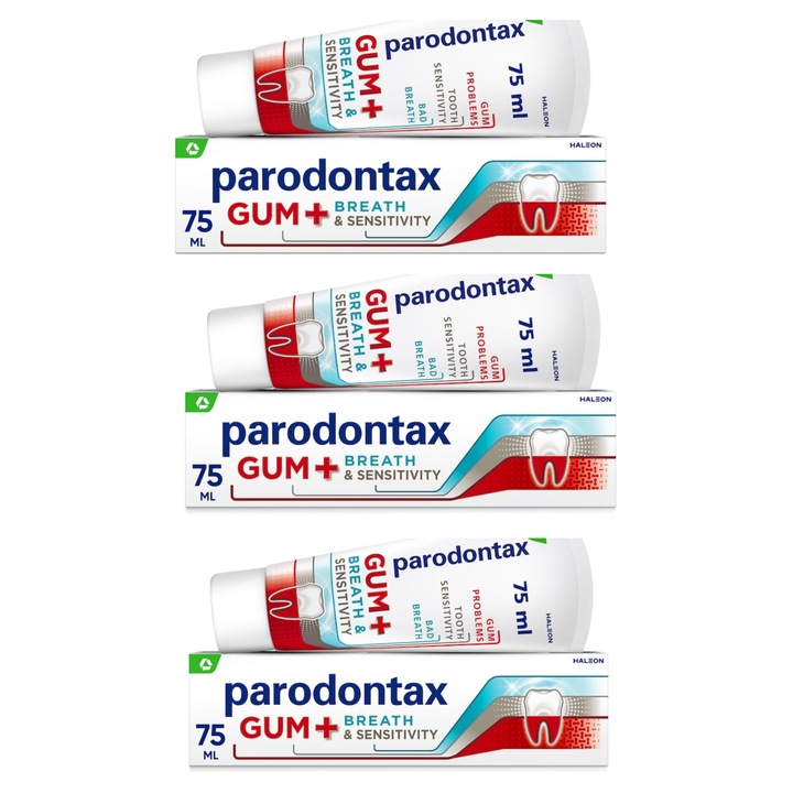 Set 3X Pasta de dinti parodontax Gum + Breath & Sensitivity, 75 ml