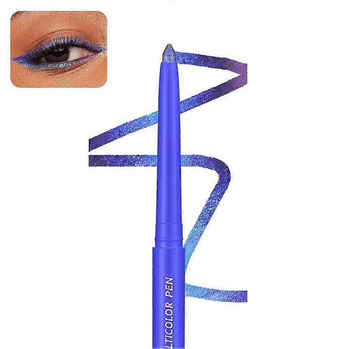 Eyeliner stick, 2-in-1 multifunctional (eyeliner si fard), cu tehnologie de schimbare a culorii, rezistent la apa, mat, intens pigmentat, albastru inchis, 1 buc.