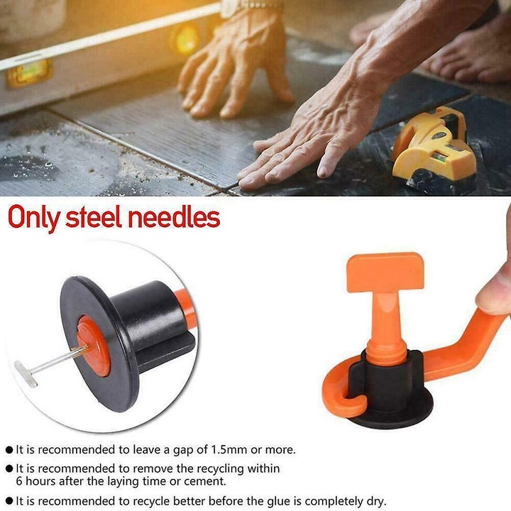 Sistem nivelare gresie T-Lock 100 piese argintiu 1.5mm