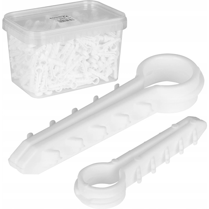 Cleme Diblu Pentru Fixarea Cablului Rotund 6mm Tip (Brad) SET 600 Bucati Plastic Alb Pawbol