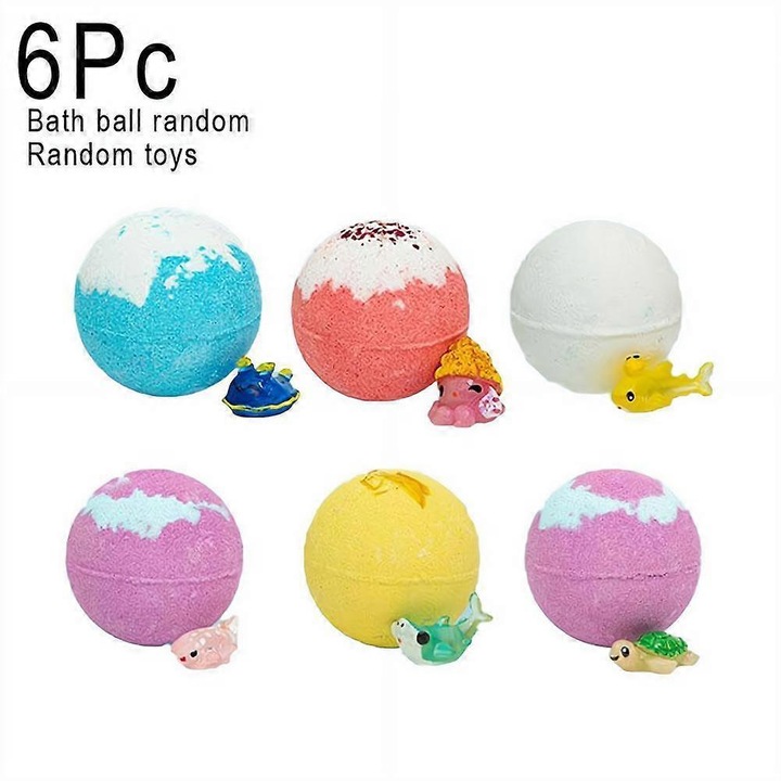 Set bombe efervescente de baie pentru copii, set cadou, cu jucarii surpriza si uleiuri esentiale, multicolor, 12 x 60g
