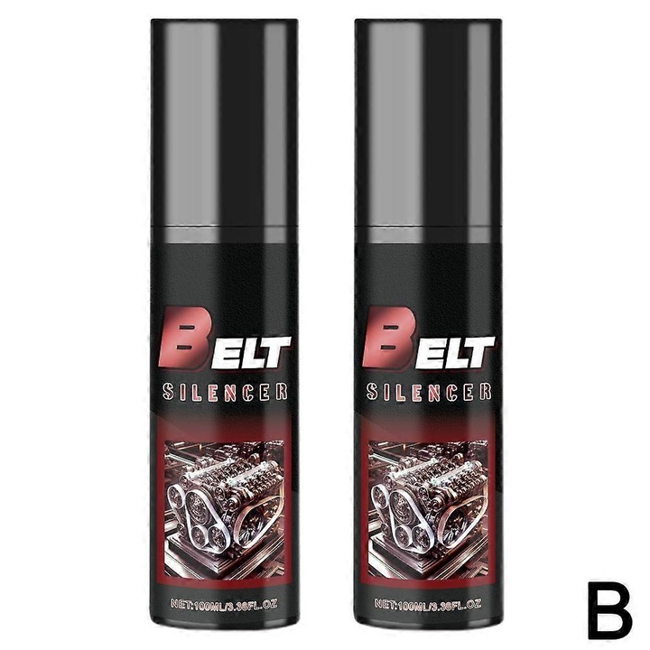 Set 2 bucati, spray pentru curea motor, tratament antizgomot pentru cauciuc, reduce zgomotul si previne imbatranirea, negru, 2 x 100ml
