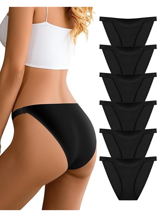 Lenjerie intima fara cusaturi pentru femei, respirabila, sexy, bikini, chiloti, moi, fara cusaturi, pachet de 6 buc, Marime L