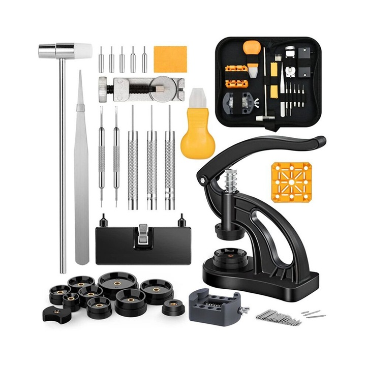 Set scule reparat ceas metalic, 54 piese, multicolor, compact