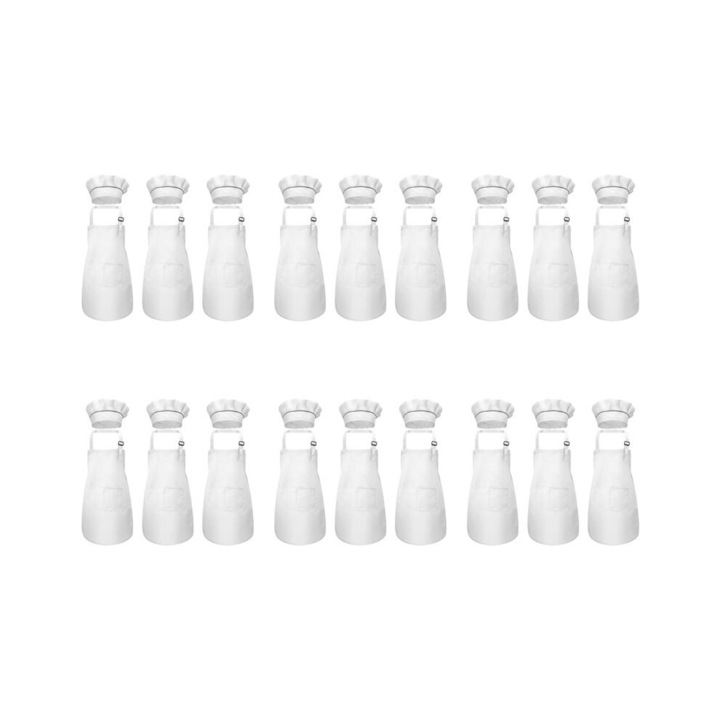 Set 18 buc Sorturi si sepci bucatar copii alb 62x46cm 28.8x24.2cm