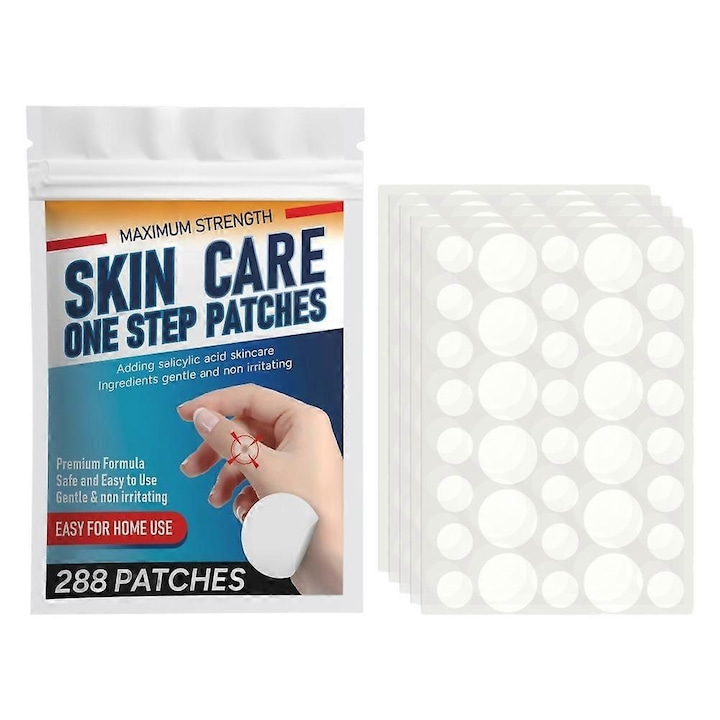Plasturi rotunzi pentru acnee, 288 buc, transparent, 1x1cm