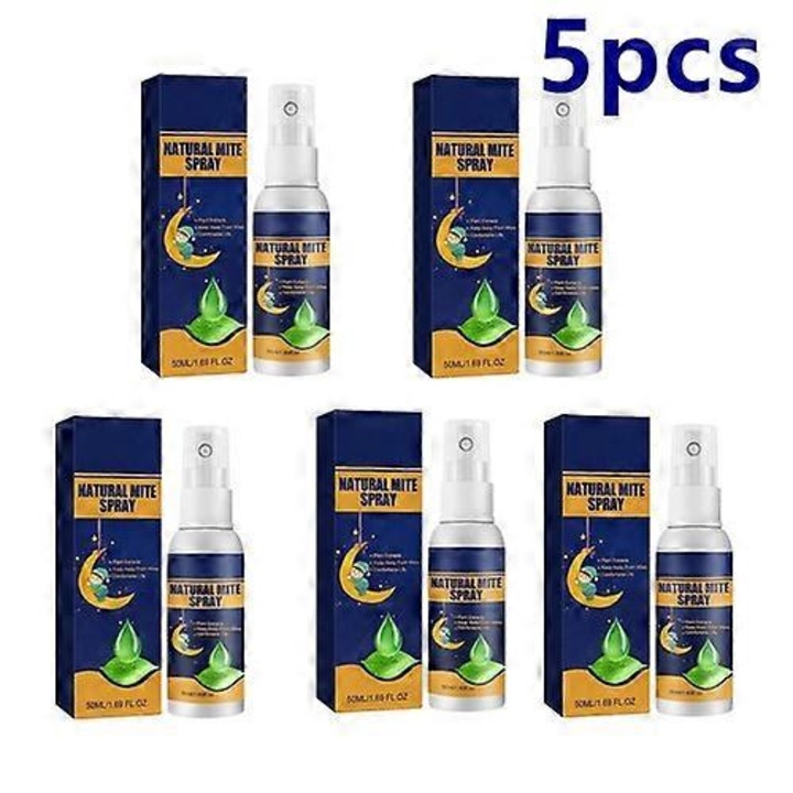 Set 5 bucati, spray anti-acari cu ingrediente naturale, ucide acarienii si formeaza film protector, mov, 5 x 50ml