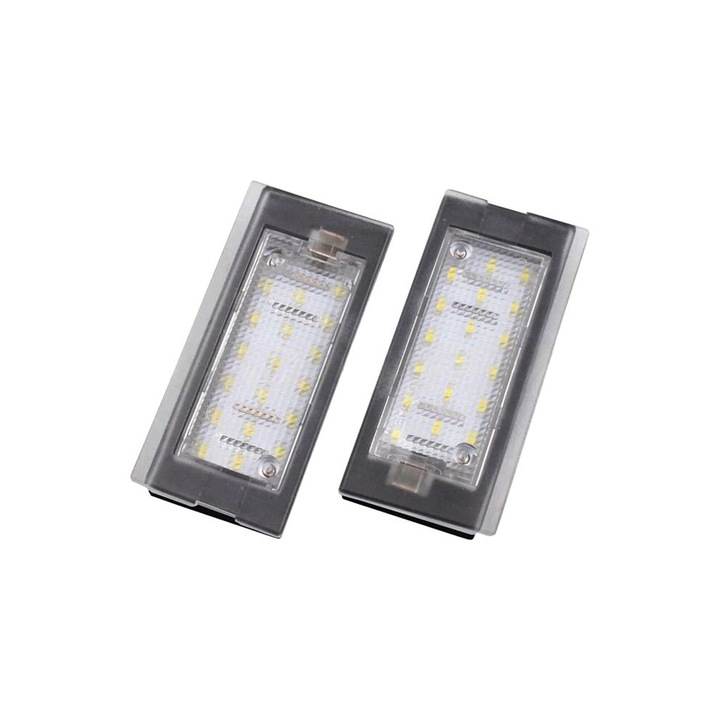 XFJ000020 LED rendszámtábla lámpa, erős LED világítás, közvetlen beszerelés, tartós műanyag, kompatibilis 2003-2012, átlátszó, 1 pár