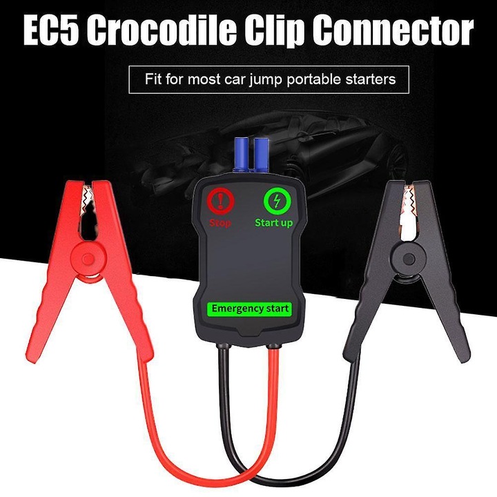 Autó bikakábel, aligátor csipesz, EC5 csatlakozó, fekete piros, 400A, 12V