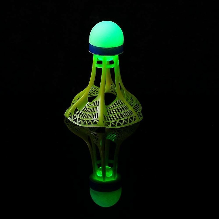 Fluturas de badminton din nylon, luminos cu LED reglabil, rezistent la vant nivel 3, durabil cu tulpina groasa pentru stabilitate, Verde, Standard