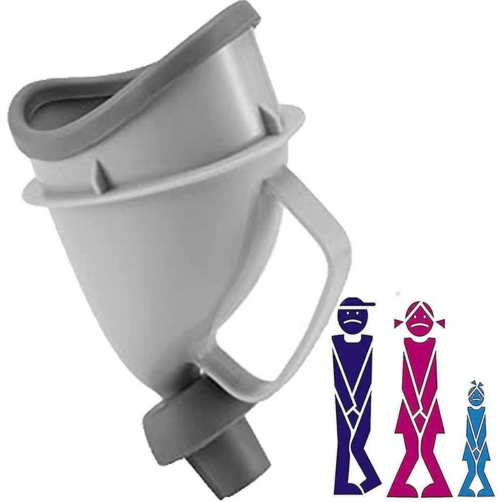 Unisex hordozható piszoár, PP+TPR anyag, szürke, 15x10.5x7cm