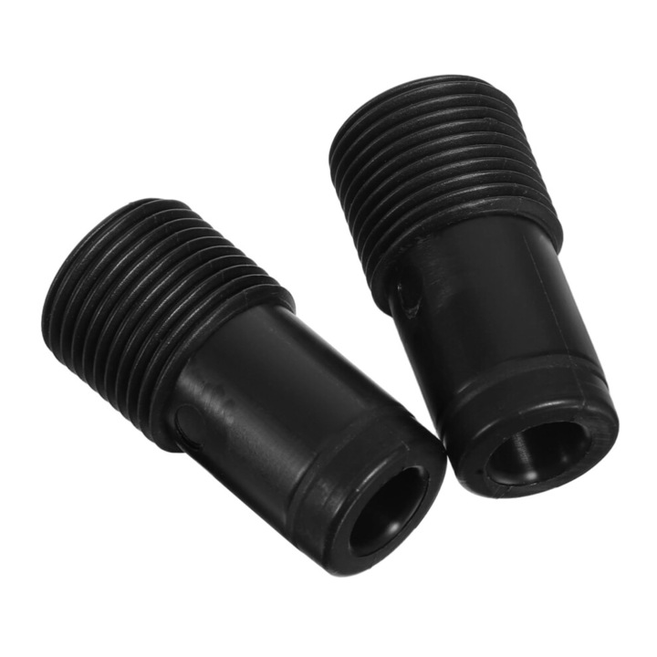 Adaptor maner filetat, adaptor pentru coada, din plastic rezistent, reutilizabil, compatibil cu tije drepte si telescopice, Negru, 2 bucati