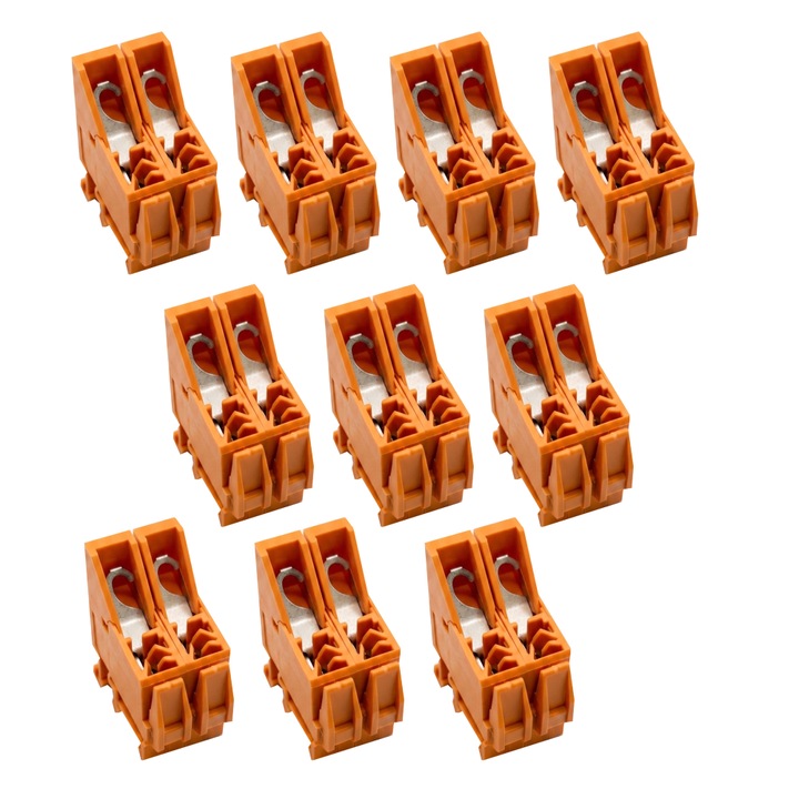 Készlet 10 db Kettős csatlakozó transzformátorhoz 2x4mm², csavaros + faston csatlakozás, narancssárga, TRAFO-KLEM