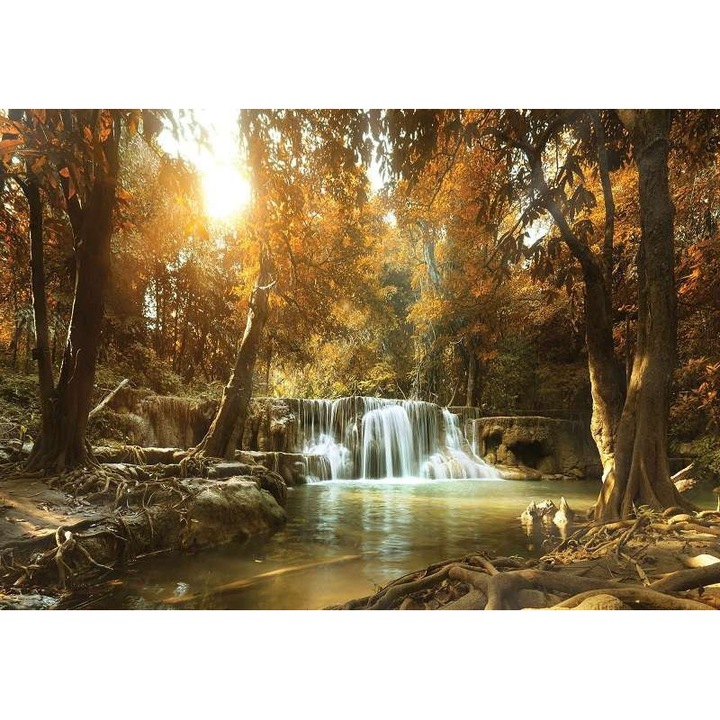 Fotótapéta Vízesés őszi erdőben, 416x254cm, Vlies