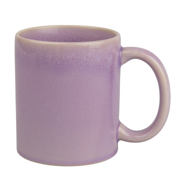 Cana din ceramica cu invelis soft touch, capacitate 330 ml, finisaj mat cu interior si margine negru lucios, Violet