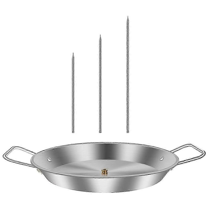 Rozsdamentes acél függőleges rotisserie/grill szett, sültes tál 3 cserélhető nyárssal, ezüst, 1 szett