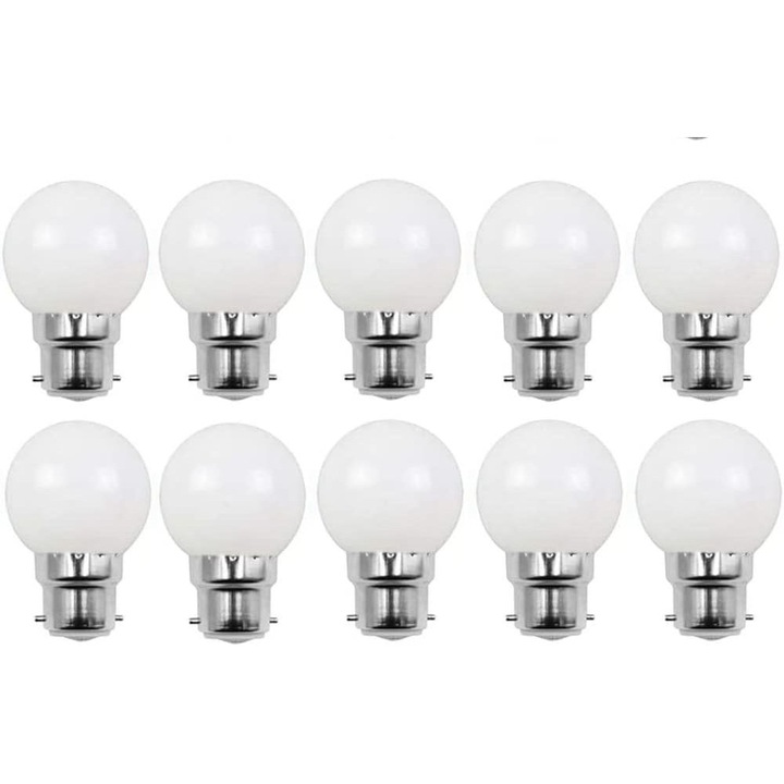 Set 10 becuri LED, Aiwerttes, Eficienta energetica, Dulie B22 2W, Alb cald