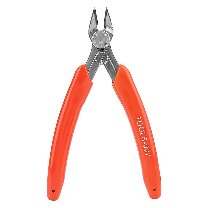 TOOLS-037 átlós vágófogó, rozsdamentes acél, csúszásmentes gumírozott nyél, narancssárga, 125 mm, 1 db