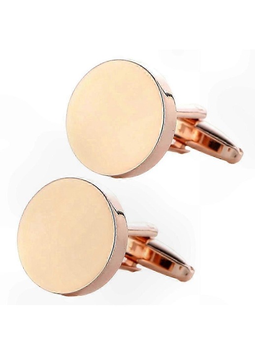 Butoni pentru camasa din metal, rotunzi, cu sistem clips, rezistenti la uzura si antirugina, aur roz, 1 pereche, 18 mm