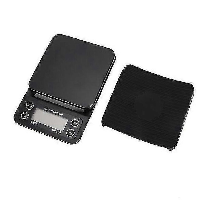 Digitális konyhai mérleg, élelmiszermérleg, 3 kg kapacitás, 1 g pontosság, 3 mértékegység (g/lb/oz), LCD kijelző, fekete, 1 db