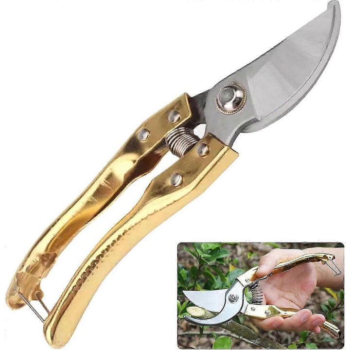 Kerti olló, szénacél, ergonomikus, 21cm