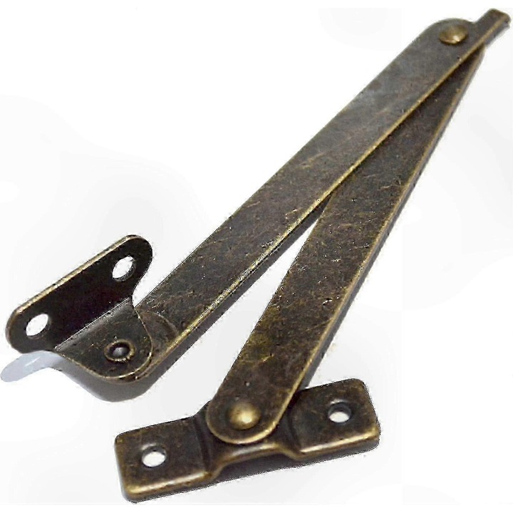 4 darabos készlet, fedél tartó zsanérok, korrózióálló és rozsdamentes cinkötvözetből, megakadályozzák a hirtelen becsukódást, antik bronz, 108 x 11 mm