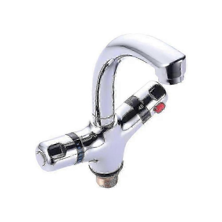 OEM mosdó csaptelep, sárgaréz, dupla karos, krómozott, 230x195mm