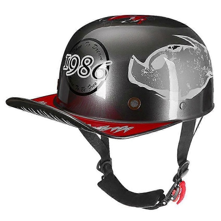 Casca protectie sport ajustabila, retro, gri metalizat, marimi M-L-XL