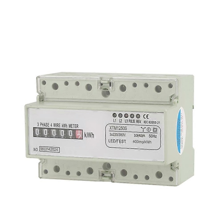 Contor electric digital 3 faze 4 fire 7 poli 10(40)A, 12.5x8.7cm